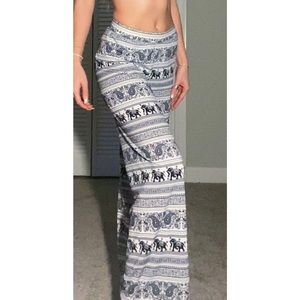 Elephant Print Wide Leg Pant